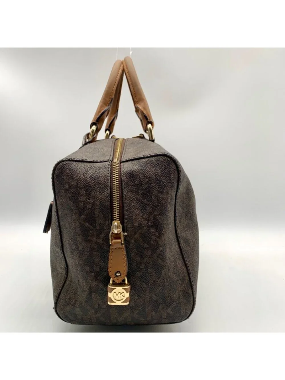 Michael Kors Large Brown Monogram Coated Canvas Kirby Satchel